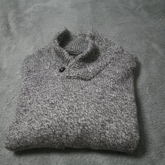Banana Republic Men's Shawl Collar Sweater, Size L, Marled Grey - Picture 2 of 4